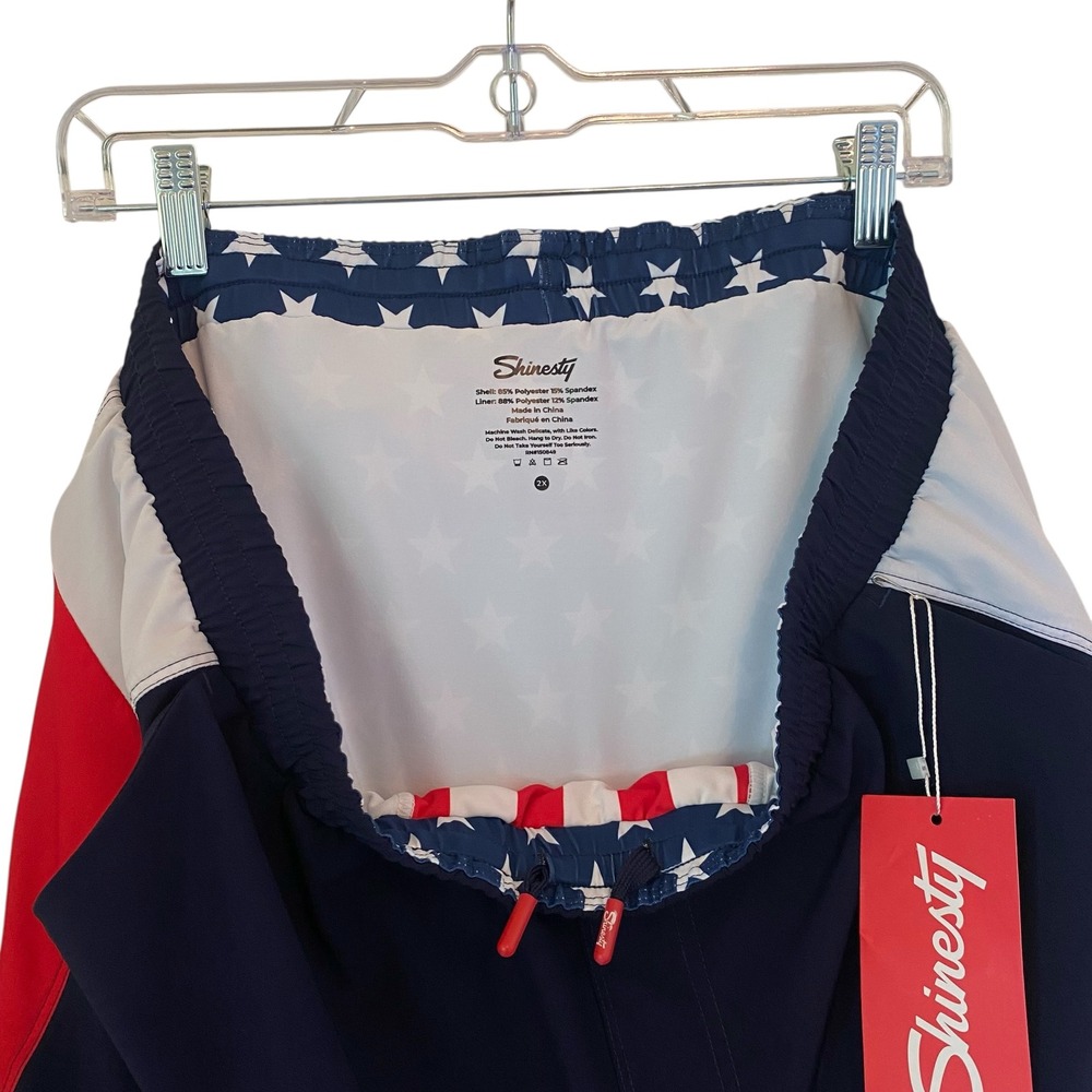 Shinesty Double Duty American Flag Hammock Lined Shorts Navy Men 2XL NEW - Picture 9 of 14